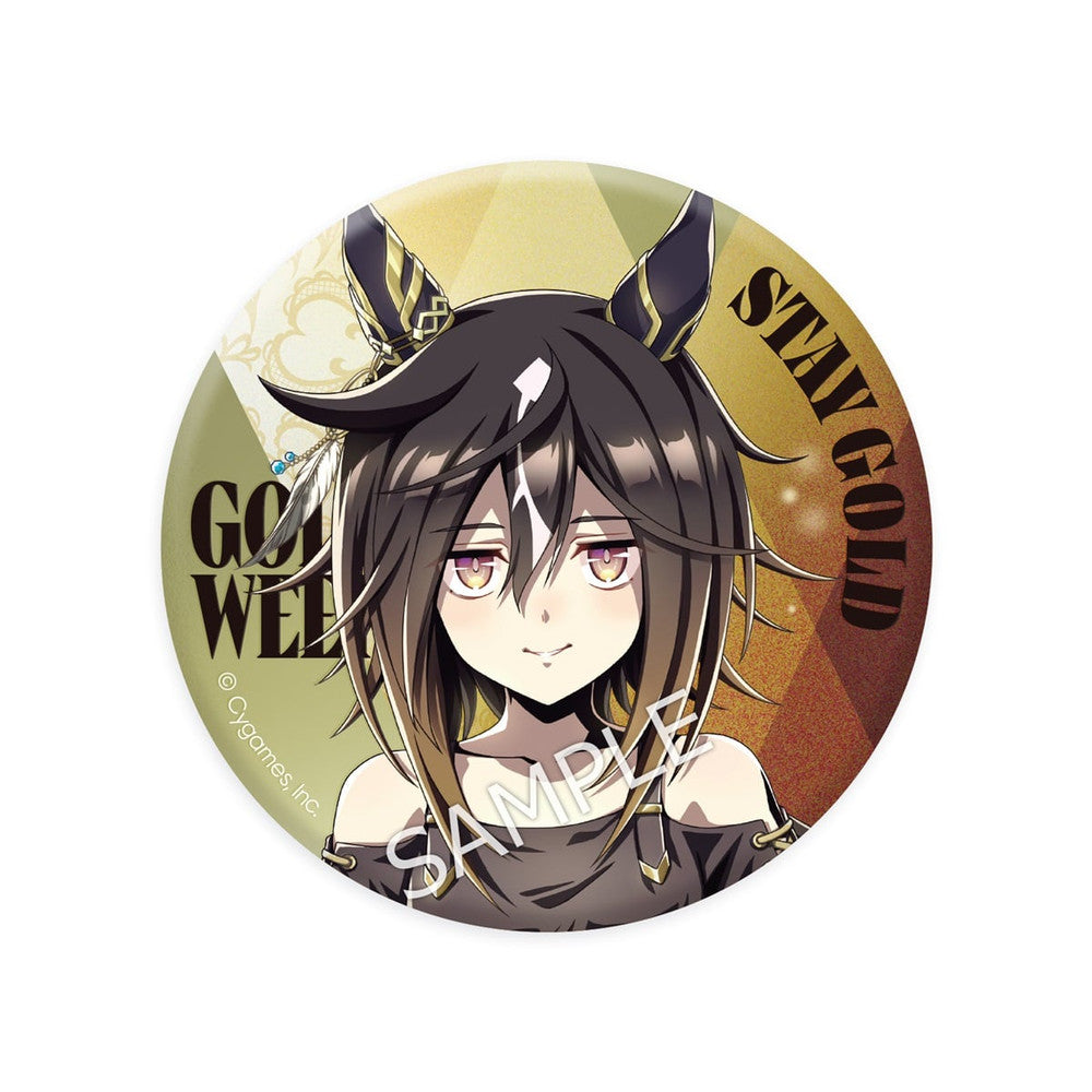 Stay Gold Metallic Can Badge (GOLD WEEK Ver.) - Umamusume: Pretty Derby Official 56mm Metal/PET Badge (Brand New, Cygames)