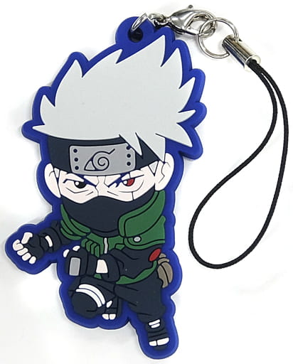 Kakashi Hatake Rubber Mascot Strap from Naruto Shippuden by Bandai, Approx. 7 x 5 cm, Pre-Owned