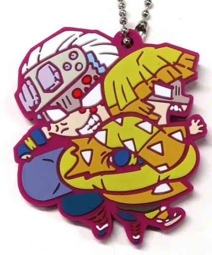 Tengen Uzui & Zenitsu Agatsuma Rubber Mascot Keychain from Demon Slayer: Kimetsu no Yaiba Entertainment District Arc, Length Approx. 54 mm, Used