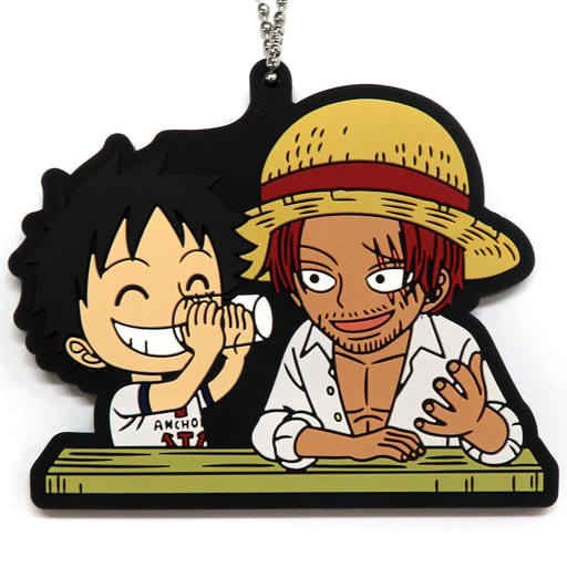 Luffy & Shanks Rubber Mascot Keychain from One Piece Film Red Ichiban Kuji Prize J, BANDAI SPIRITS, 6.5 cm