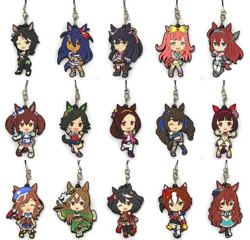 Uma Musume Pretty Derby Ichiban Kuji Vol.4 Rubber Mascot Full 15-Piece Set - KyunCharacter Illustrations H Prize (Bandai Spirits, ~6cm, Pre-owned)