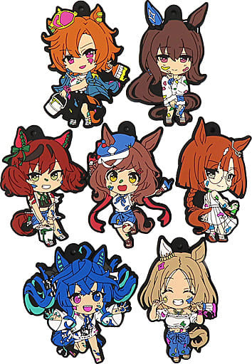 Umamusume Pretty Derby Rubber Keychain Set - Painter Style NAMCO Promotion SECOND (7pcs, Prize, Approx. 7cm)