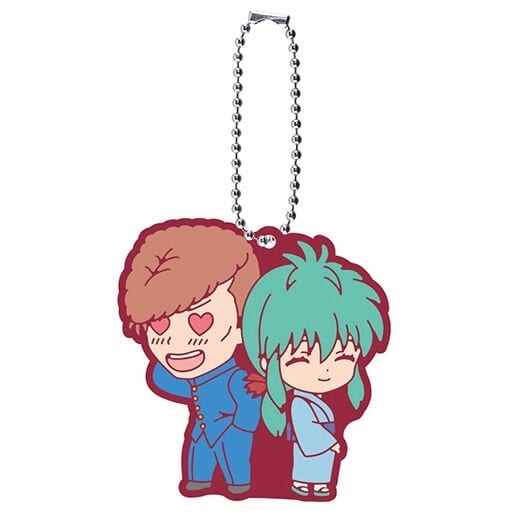 Kazuma Kuwabara and Yukina Capsule Rubber Mascot Keychain 02 from YuYu Hakusho by Bandai, Pre-Owned