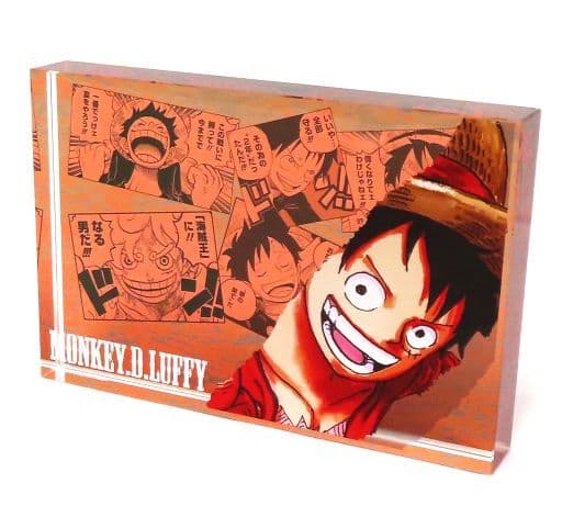 Monkey D. Luffy Acrylic Block "HEROES" (2023) - One Piece - Shueisha - Height Approx. 150 mm - Pre-owned