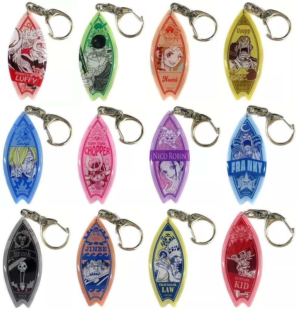 One Piece Surfboard-Style Acrylic Keychain Full 12-Piece Set - Summer Jump Collection 2023 (Shueisha, Approx. 30 mm)