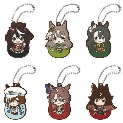 Umamusume Pretty Derby Season 3 Derby Rubber Mascot Set - 6-Piece Ball-Chain Keychain Capsule Toy (Bandai, ~60mm)