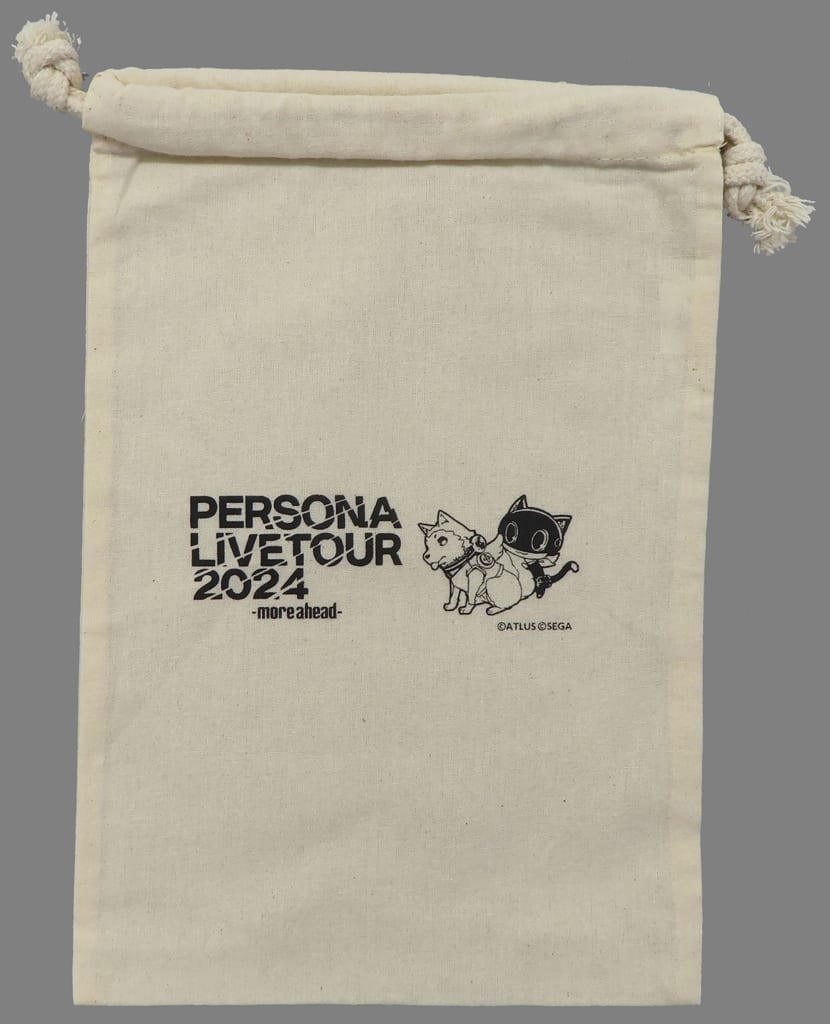 Koromaru & Morgana Black Drawstring Pouch - Persona LIVE TOUR 2024