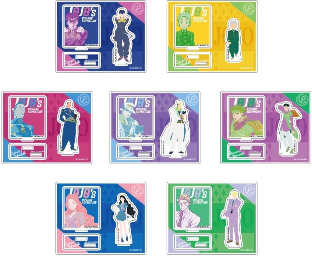 JoJo's Bizarre Adventure Part 4 Acrylic Stand Collection - Colored Silhouette Series (Complete 7-Piece Set) Hase-Pro / Bandai (Pre-owned, 100×Approx. 100 x 125 x 3 mm)