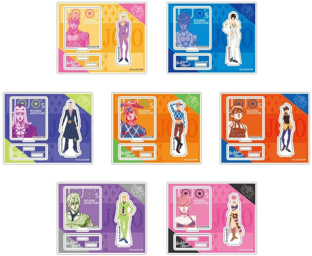 Giorno Giovanna Acrylic Stand Collection - JoJo's Bizarre Adventure: Golden Wind - Full 7-Piece Set (Hase-Pro / Bandai, Pre-owned)