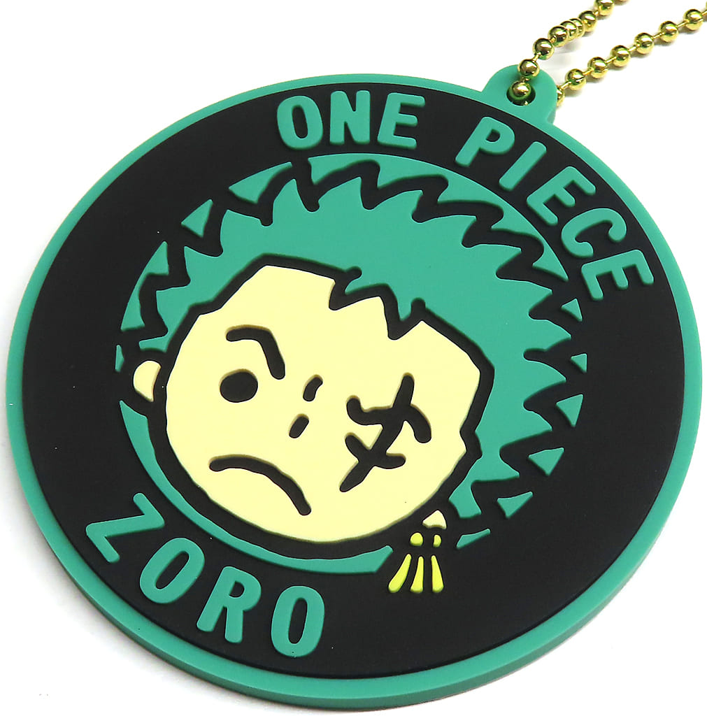 Roronoa Zoro One Piece Rubber Ball Chain Keychain by K Company, Used, Approx. 64 x 60 x 4 mm