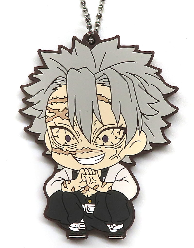 Sanemi Shinazugawa Rubber Keychain - Demon Slayer: Kimetsu no Yaiba Hashira Training Arc ViVimus by Movic, Approx. 6–7 cm, Pre-owned