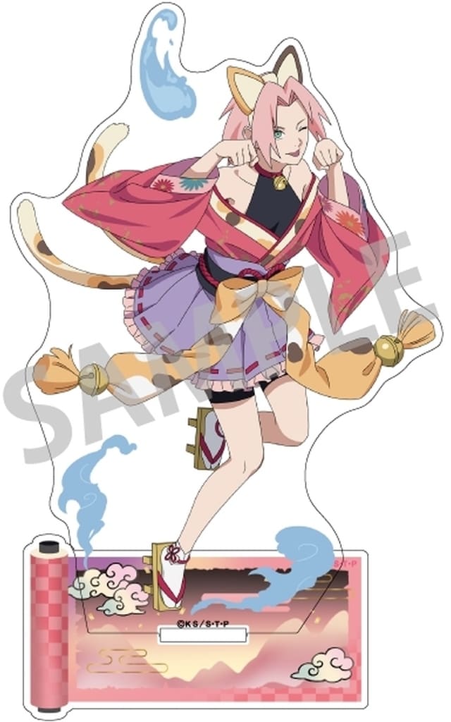 Sakura Haruno Acrylic Stand (Yokai Arrangement Outfit) - Naruto Shippuden - Kamio Japan - Approx. 166 x 122 x 3 mm - Pre-owned