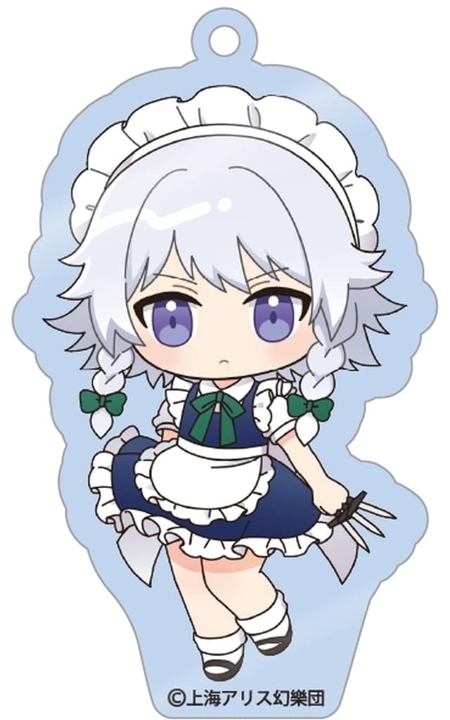 Sakuya Izayoi Acrylic Keychain - Touhou Project - Official New Illustration Acrylic Charm by Tapioca - Approx. 5.3 cm (Used)