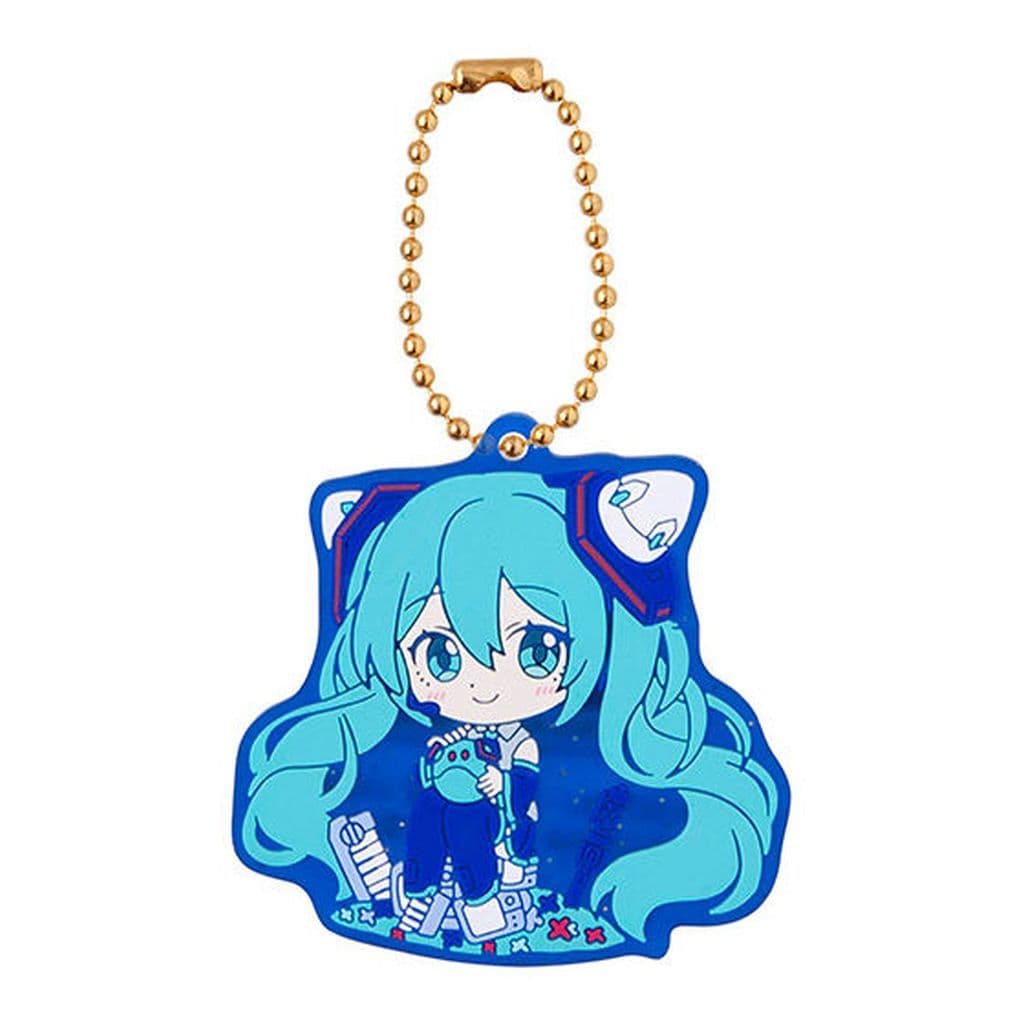 Hatsune Miku × 00 Gundam Rubber Mascot Keychain - GUNDAM × MIKU Anniversary Special Project, 6.5cm (Bandai, Pre-owned)