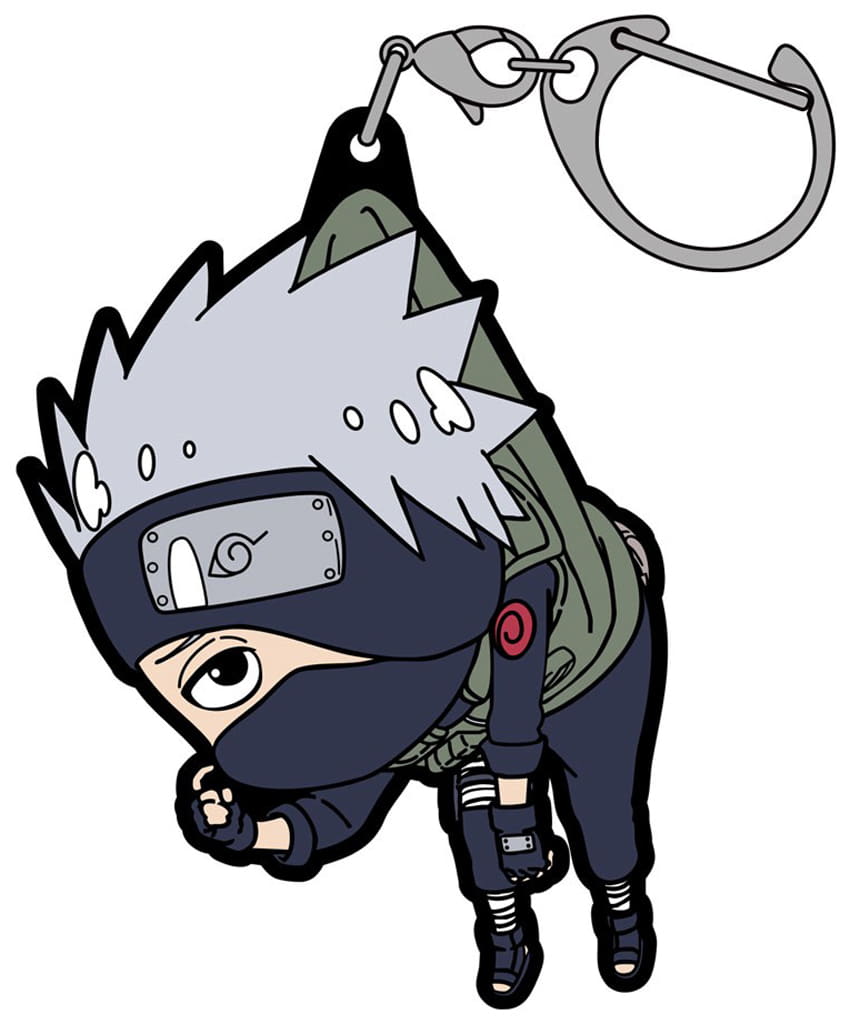 Kakashi Hatake Troubled Face Version Tsumamare Rubber Keychain - Naruto Shippuden, Approx. 60 mm, Tablier Marketing