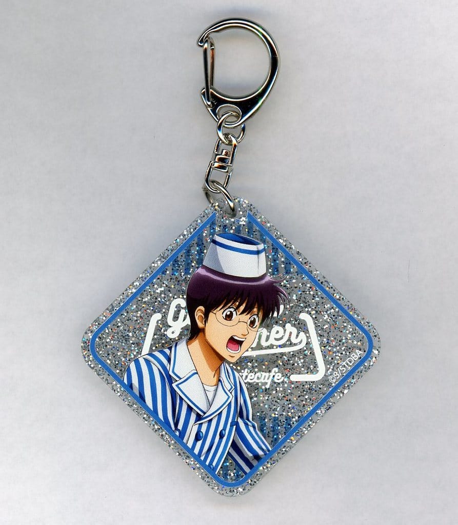Shinpachi Shimura Glitter Acrylic Keychain - Gintama Diner by animatecafe Clear Snack BOX A (Approx. 60 x 60 mm) - Pre-owned