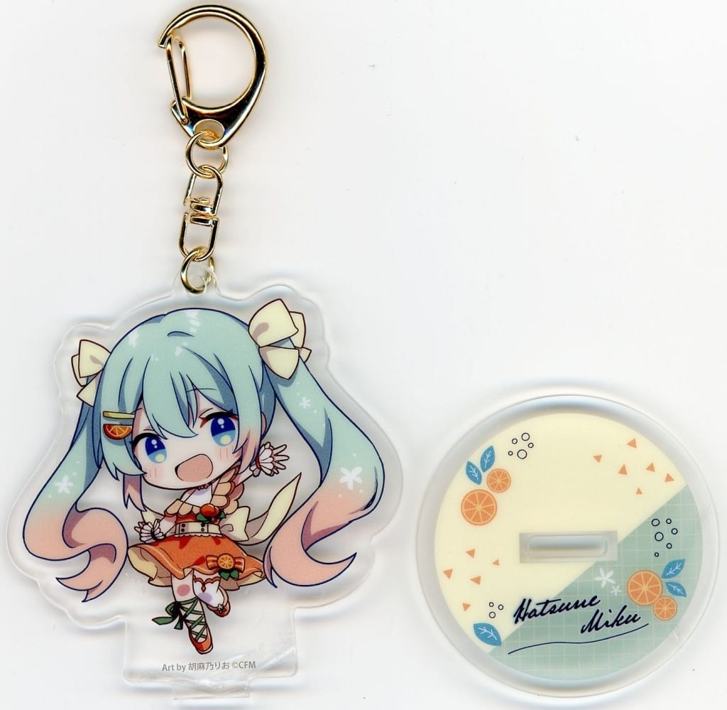 Hatsune Miku (Green Base) Acrylic Keychain - Furyu Kuji "Citrus MIKU" F Prize (Approx. 7cm, Used)