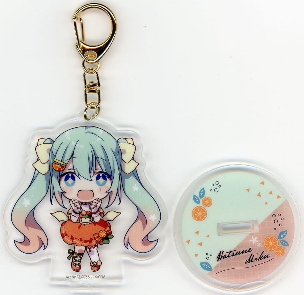 Hatsune Miku Pink Base Acrylic Keychain - F Prize "Citrus MIKU" Lottery (Approx. 7cm) by FURYU — Pre-owned