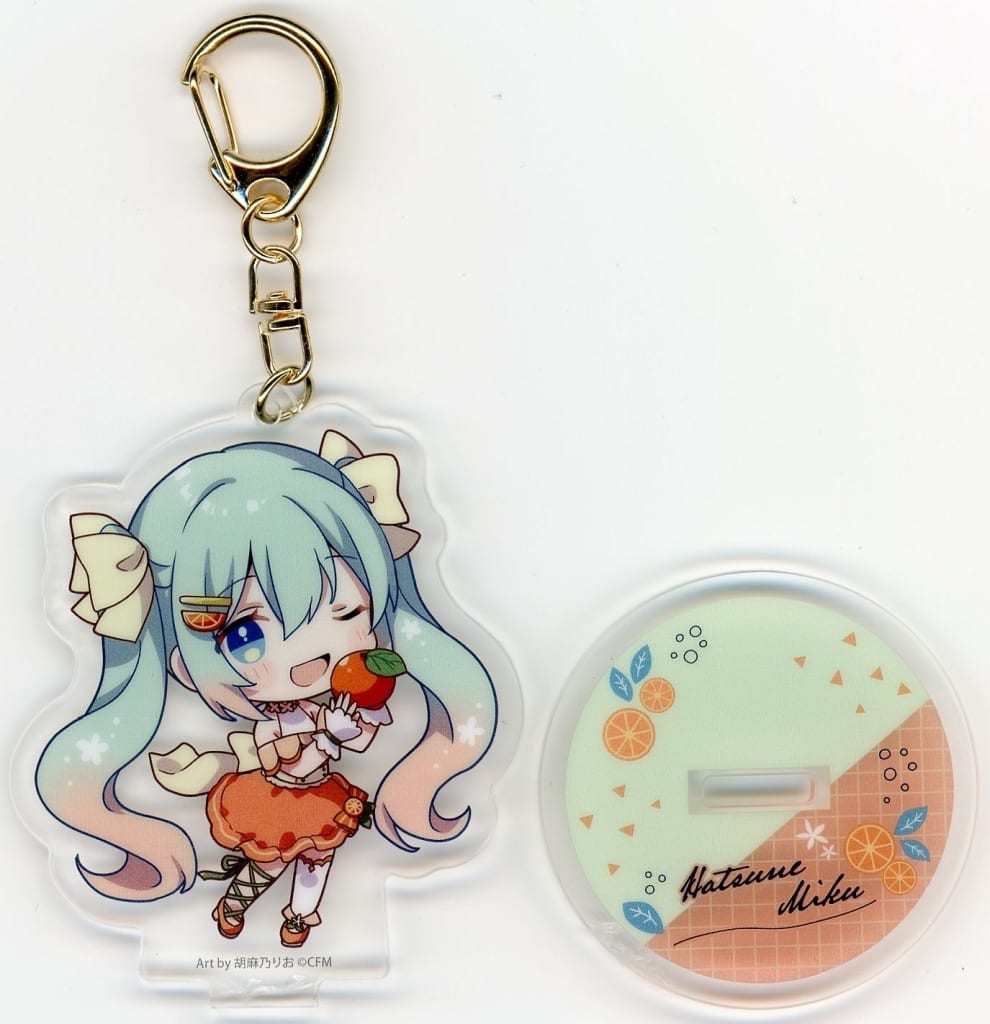 Hatsune Miku Acrylic Keychain with Orange Base - Citrus MIKU Lottery F Prize (Furyu) ~7cm - Used