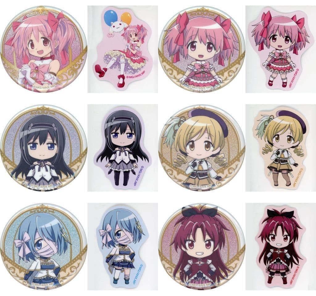 Puella Magi Madoka Magica: Walpurgisnacht E Prize Glitter Can Badge & Sticker Set - Complete 6-Piece Aniplex Kuji Collection