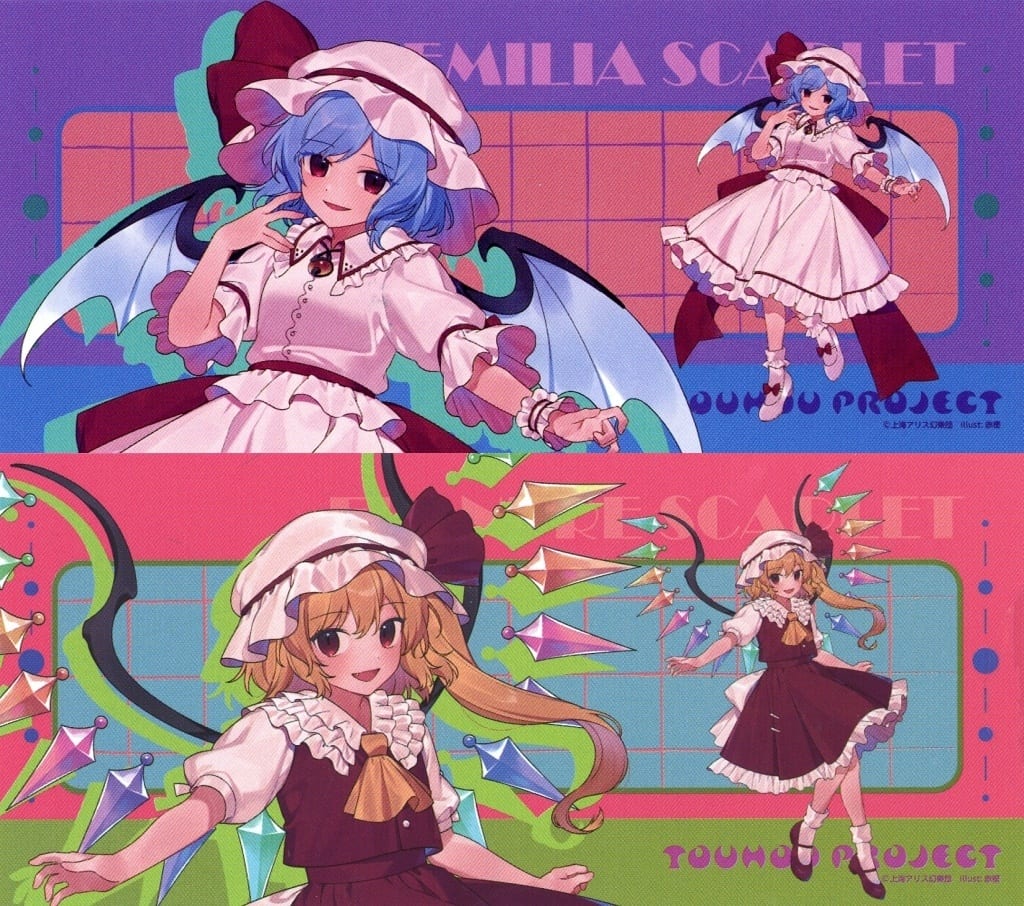 Remilia Scarlet & Flandre Scarlet Large Rubber Mats Vol.3 Set - Eiko - Approx. 90cm x 90cm (Used) - Touhou Project