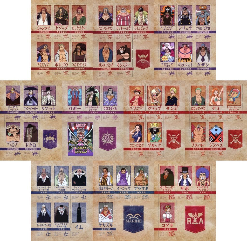 One Piece Red-Haired Pirates I Prize Decoration Magnets Complete Set of 10 Used