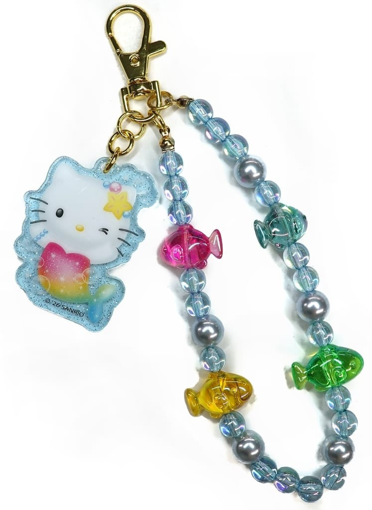 Sanrio Hello Kitty Mermaid Blue Bead Charm Keychain, No. 6