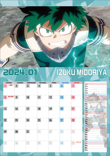 My Hero Academia 2024 Wall Calendar - A2 Size, 28 Pages, Ensky, Pre-owned