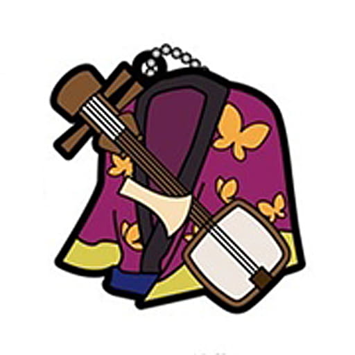 Shinsuke Takasugi Kimono Rubber Mascot Keychain from Gintama by Hase-Pro and Bandai, Approx. 44 x 49 x 4 mm, Pre-Owned