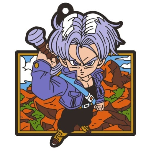 Trunks Dragon Ball Rubber Mascot ART Gummy Keychain by Bandai, Approx. 55 x 55 mm, Pre-Owned, No. 6