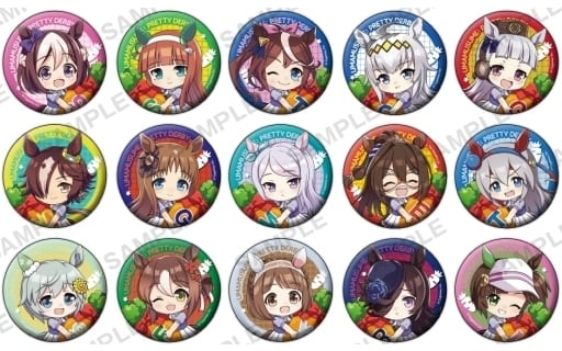 Umamusume Pretty Derby Trading Can Badge Set Vol.1 — Full 15-Piece Set (58mm) by Bushiroad Creative — Used