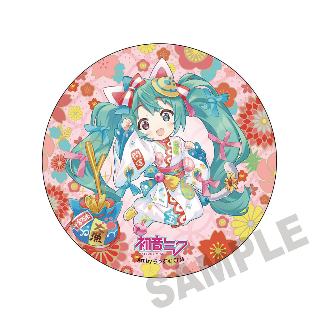 Hatsune Miku (Maneki Neko) Mega Tin Badge Stand - Art by rassu - 150mm Round - KADOKAWA (Pre-owned)