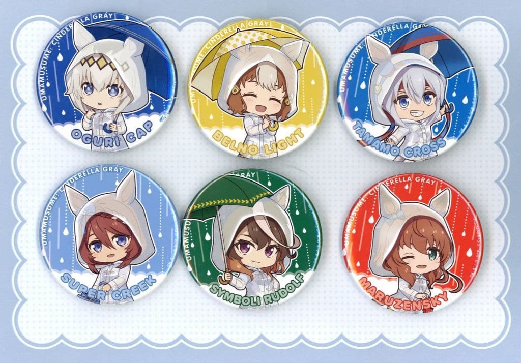Umamusume: Cinderella Gray Can Badge Complete Set (Deformed ver.) — Lawson / @Loppi / HMV Limited — Double Culture Partners — 57mm Tin Badges (Complete Set of 6)