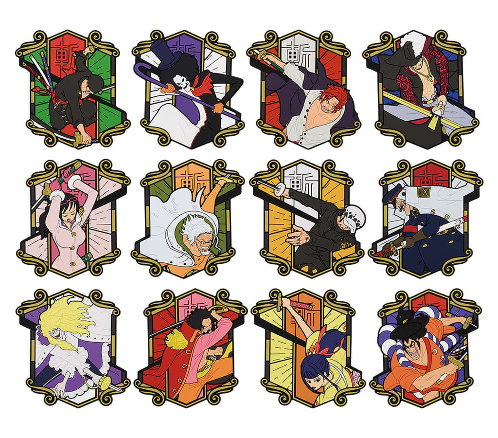 One Piece Ichiban Kuji EX Swordsman Heritage H Prize Rubber Coaster Complete 12-Design Set by BANDAI SPIRITS, 10 cm
