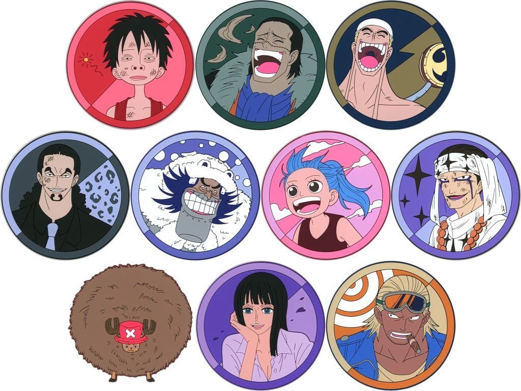 ONE PIECE The Greatest Battle G Prize Rubber Coaster Complete 10-Piece Set by BANDAI SPIRITS, Approx. 10 cm