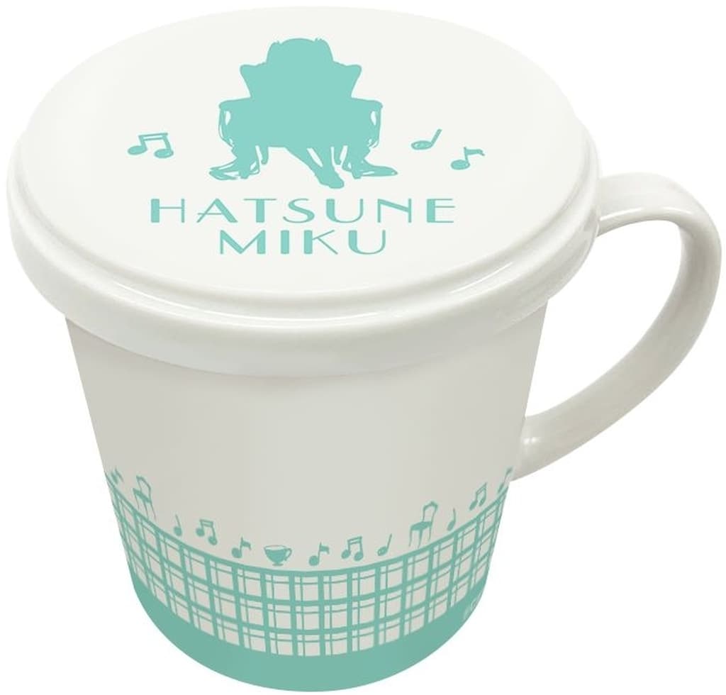 Hatsune Miku Lidded Porcelain Mug — Check Pattern x Afternoon Tea Art by Yasumo (Movic, Porcelain, Used, 9.1cm H)