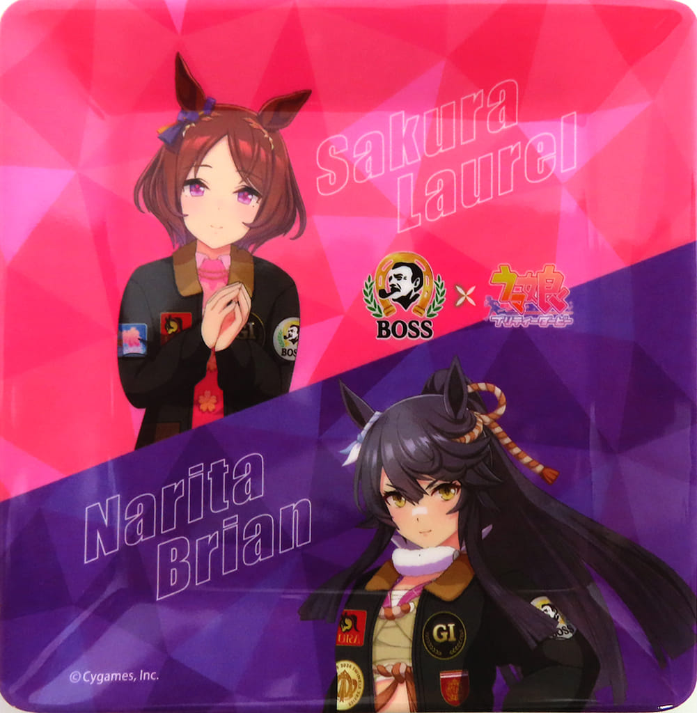 Sakura Laurel & Narita Brown Original Plate - Umamusume Pretty Derby × SUNTORY BOSS Promotional Item (13×13 cm) Pre-owned