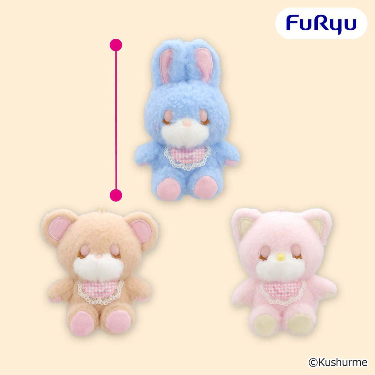 Lace Bib Plush Mascot (3 Types, Complete Set Available) - FuRyu Prize - Kushurme