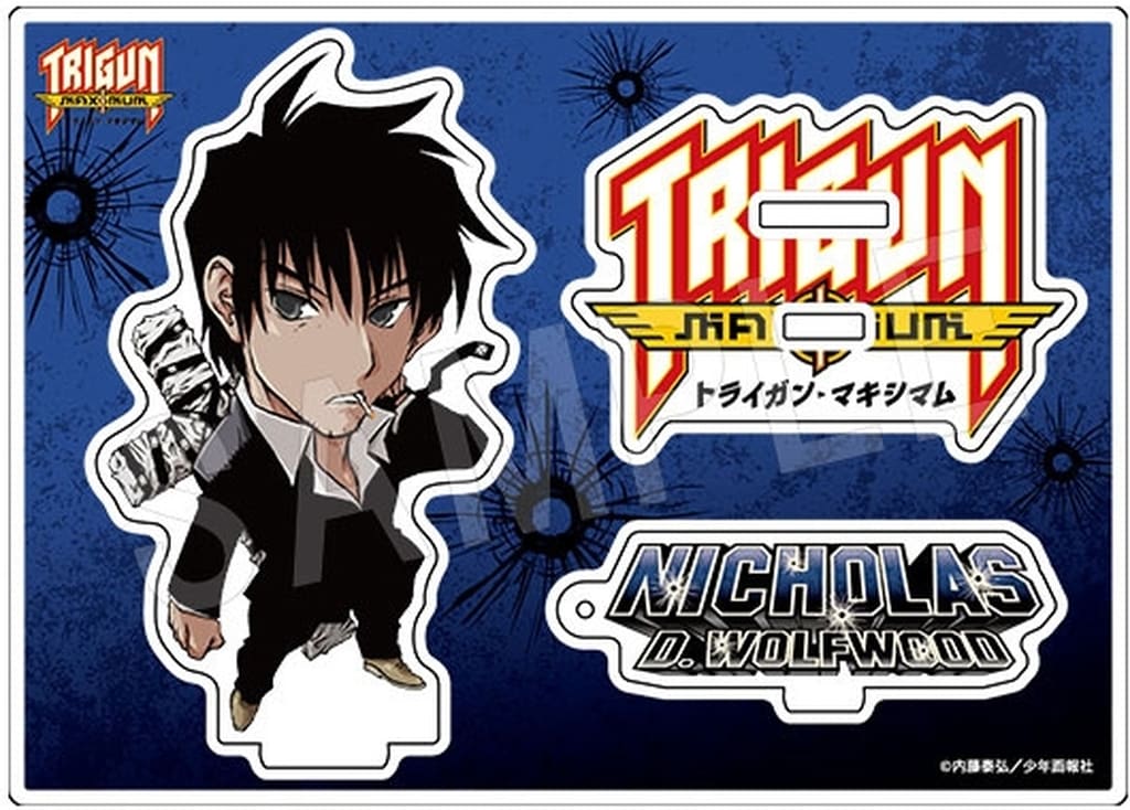 Nicholas D. Wolfwood 2-Way Acrylic Stand Illustrated Mini Character Ver. Trigun Maximum x Chugai Grace Cafe (Pre-owned)