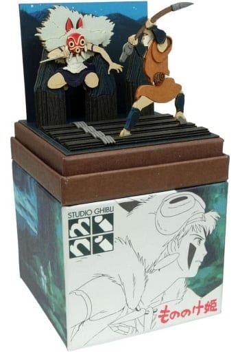 Studio Ghibli mini Princess Mononoke Night Raid on the Village Miniature Art Kit Studio Ghibli Series Paper Diorama Kit