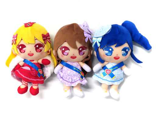Aikatsu! Ichigo Hoshimiya, Aoi Kiriya, Ran Shibuki Chibi Plush Set (10th Anniversary, Pre-owned) Aikatsu! Plush - Bandai