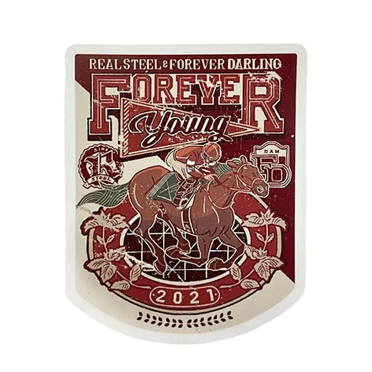 Forever Young Racehorse Illustration Sticker