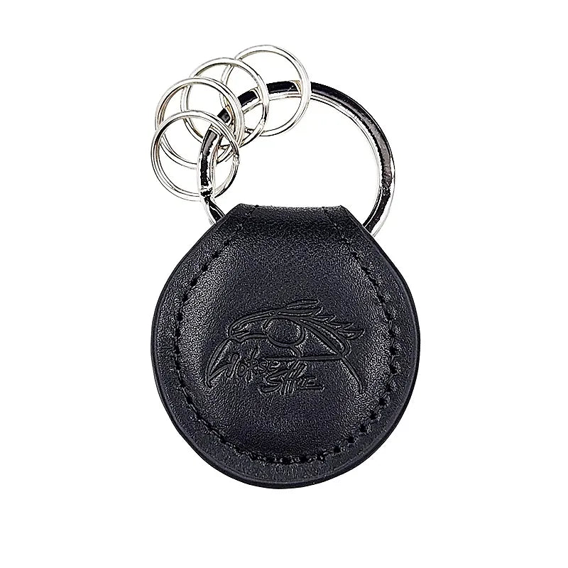 Black Cowhide Leather Coin Keychain - Japanese Racehorse Goods