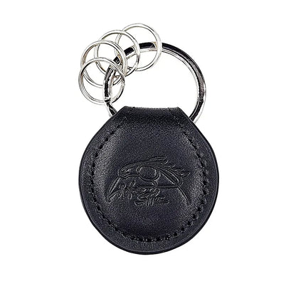 Black Cowhide Leather Coin Keychain - Japanese Racehorse Goods