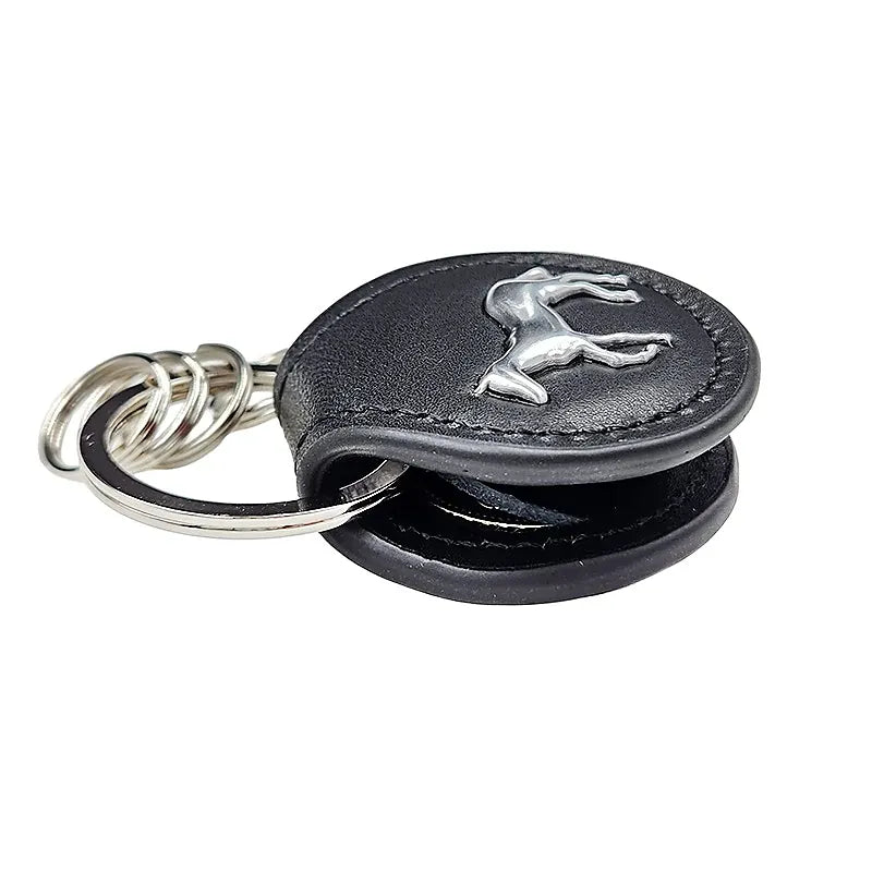 Black Cowhide Leather Coin Keychain - Japanese Racehorse Goods