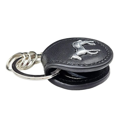 Black Cowhide Leather Coin Keychain - Japanese Racehorse Goods