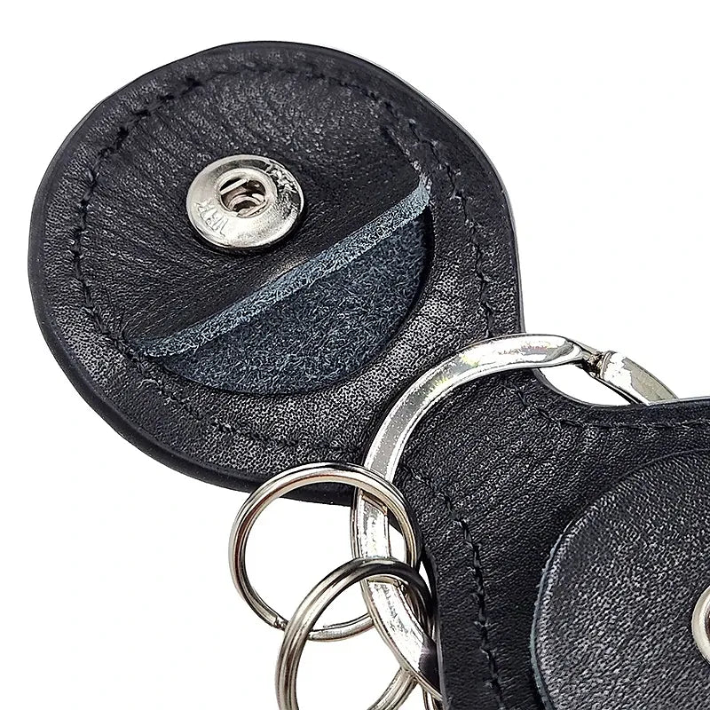 Black Cowhide Leather Coin Keychain - Japanese Racehorse Goods