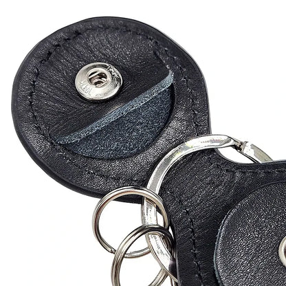Black Cowhide Leather Coin Keychain - Japanese Racehorse Goods