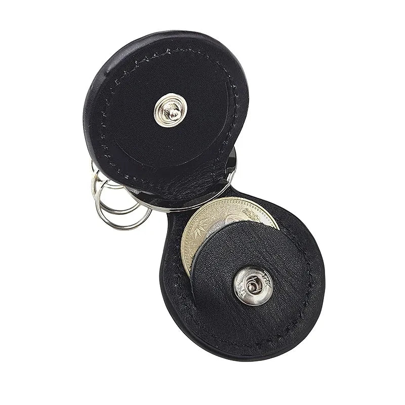 Black Cowhide Leather Coin Keychain - Japanese Racehorse Goods