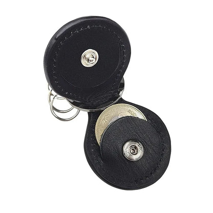 Black Cowhide Leather Coin Keychain - Japanese Racehorse Goods